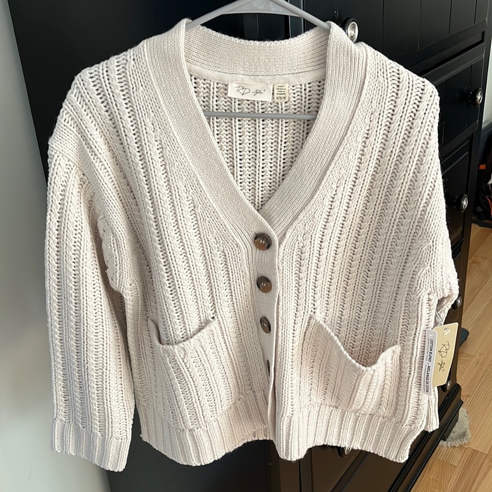 Brand New sweater from social threads! Cotton blend neutral cardigan.